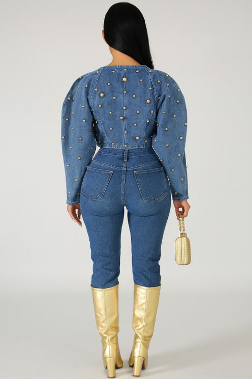 Jeanie Gold Studded
