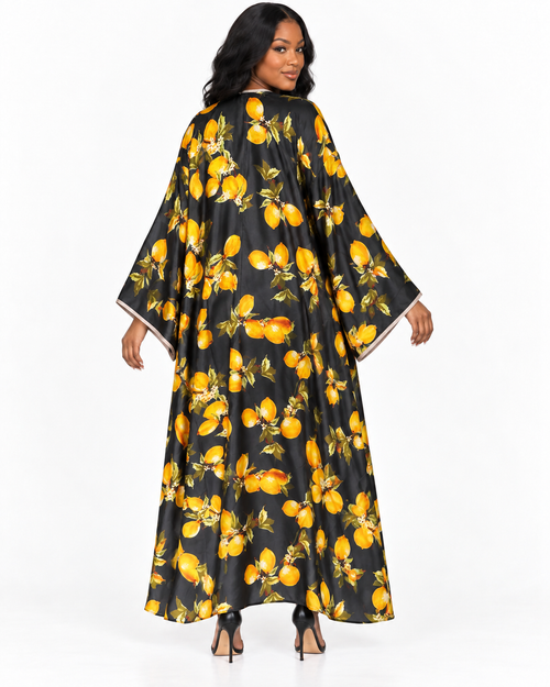Lemon Grove Satin Kimono back view