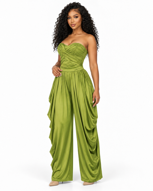 Olive Afterglow Jumpsuit angled view