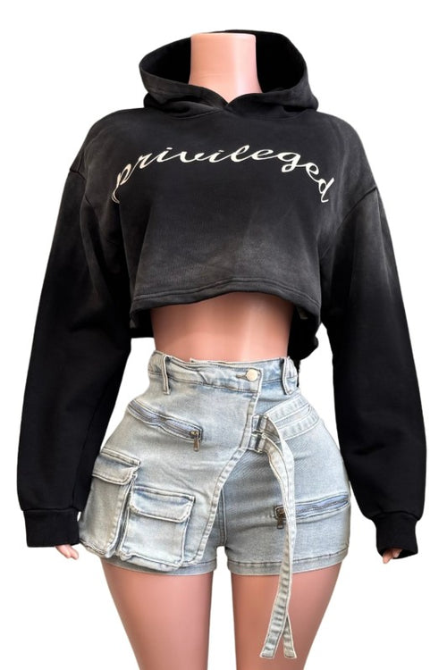 Privileged Cropped Hoodie