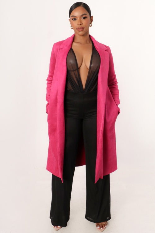 Velvet Pink Trench Jacket