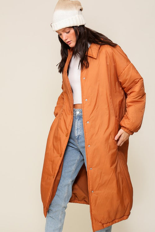 Camel Extended Bomber Jacket