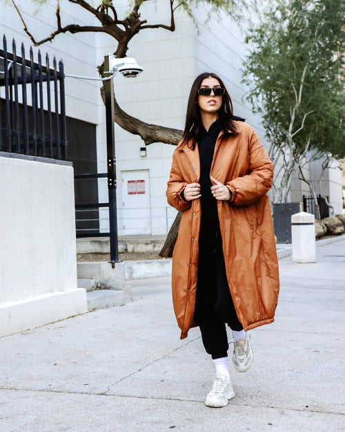 Camel Extended Bomber Jacket