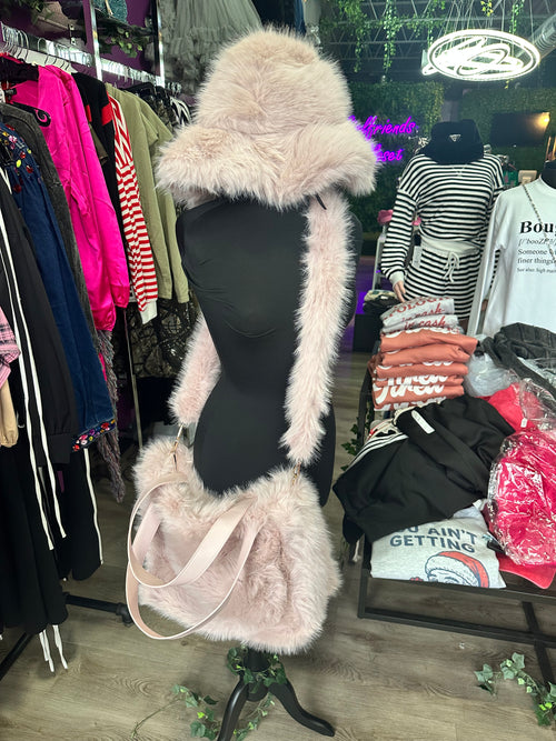 Powder Pink Faux Fur Set