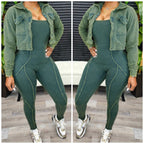 Ash Green/Grey Jumpsuit Set