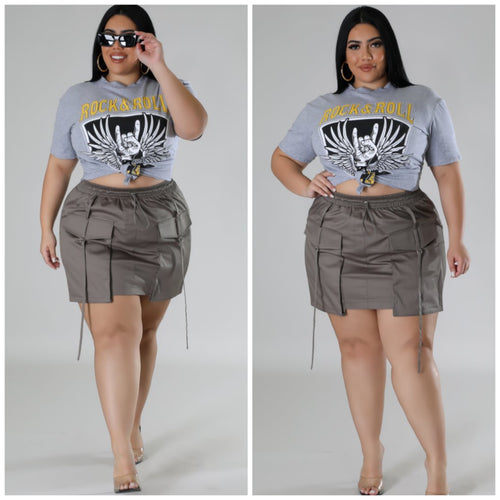 Olive Cargo Skirt