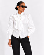 Bow Business Blouse front view