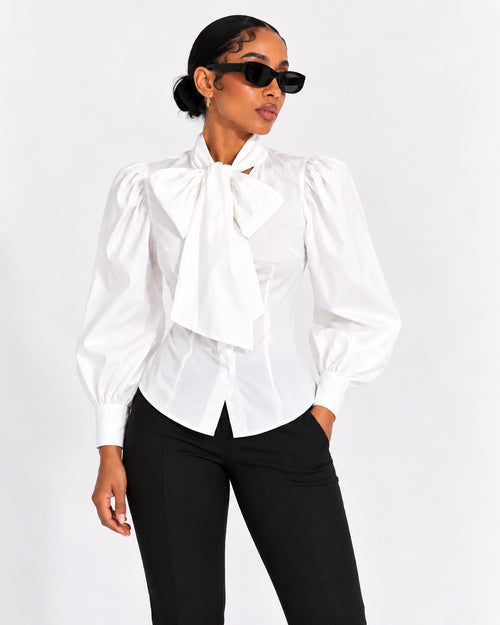 Bow Business Blouse front view