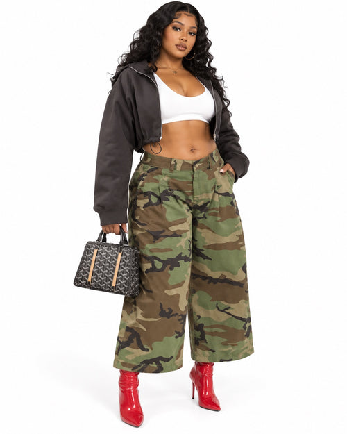 Camo Command Wide-Leg Shorts front view