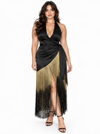 Golden After Dark Fringe Dress front view