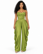Olive Afterglow Jumpsuit front view