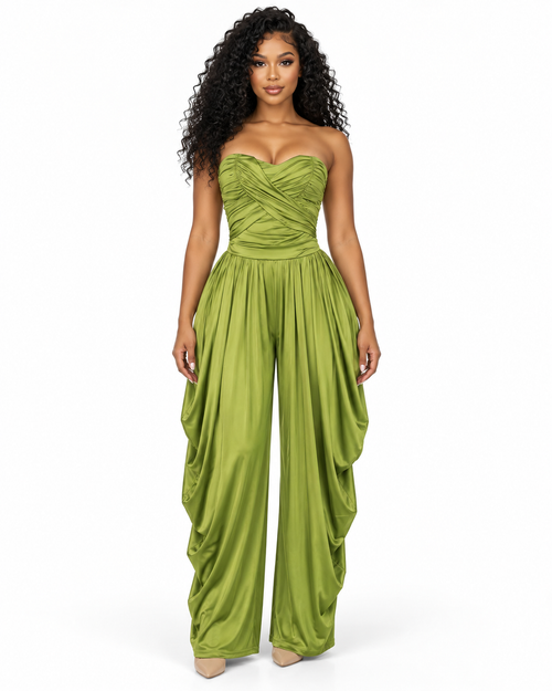 Olive Afterglow Jumpsuit front view
