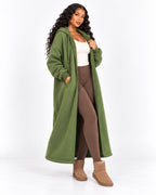 Olive Cozy Maxi Hoodie front view