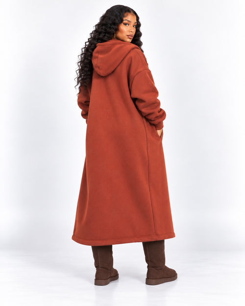 Rust Cozy Maxi Hoodie back view
