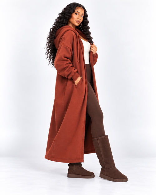 Rust Cozy Maxi Hoodie front view