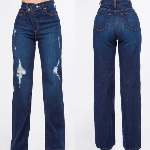 Irregular Button Jeans